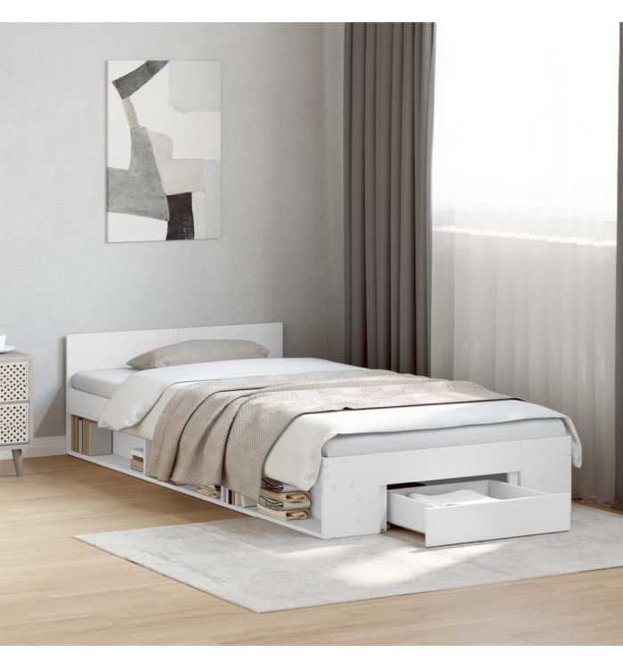 Cadre de lit avec tiroir sans matelas blanc 90x200 cm | Mobilier & Déco