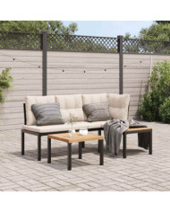 Ensemble de banc de jardin avec coussins 3 pcs noir | Mobilier & Déco