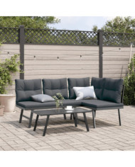 Bancs de jardin avec coussins lot de 2 acier enduit de poudre | Mobilier & Déco