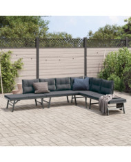 Bancs de jardin avec coussins lot de 4 acier enduit de poudre | Mobilier & Déco