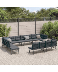 Bancs de jardin avec coussins lot de 8 acier enduit de poudre | Mobilier & Déco