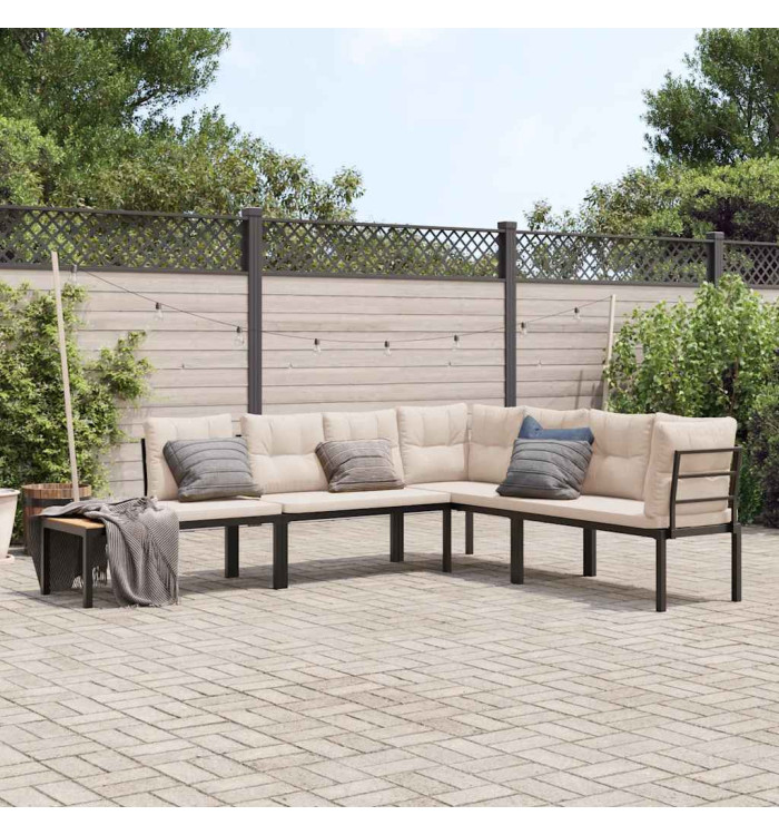 Ensemble de banc de jardin avec coussins 4 pcs noir | Mobilier & Déco