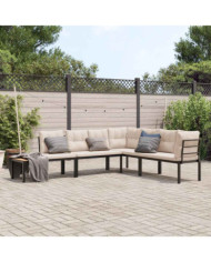 Ensemble de banc de jardin avec coussins 4 pcs noir | Mobilier & Déco