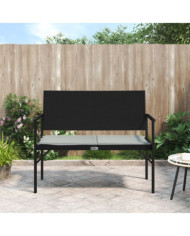 Banc de jardin à 2 places avec coussin noir résine tressée | Mobilier & Déco