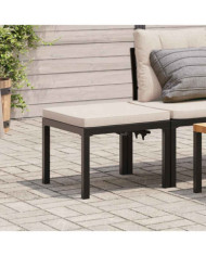 Tabouret de jardin avec coussin noir acier enduit de poudre | Mobilier & Déco