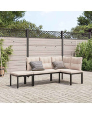 Ensemble de banc de jardin avec coussins 3 pcs noir | Mobilier & Déco
