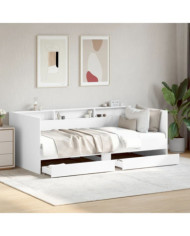 Lit de jour avec tiroirs sans matelas blanc 100x200 cm | Mobilier & Déco