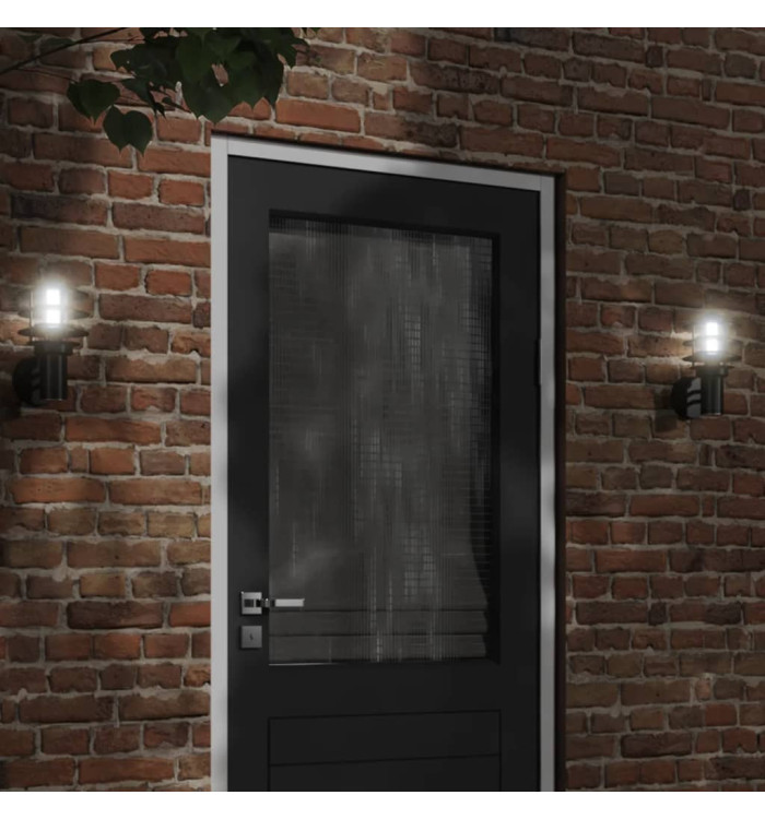 Appliques murales d'extérieur 2 pcs noir acier inoxydable | Mobilier & Déco