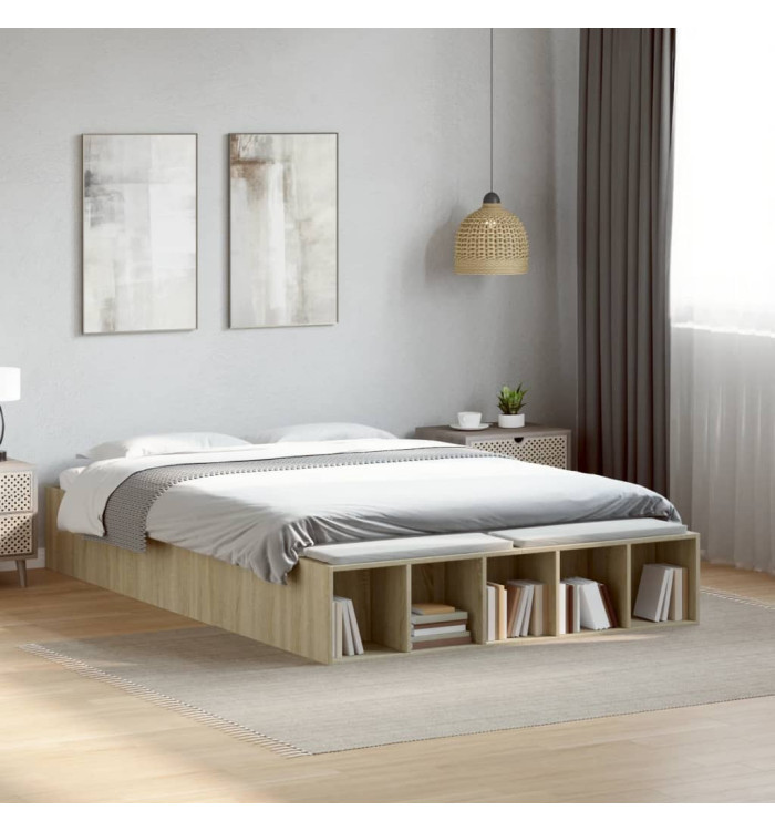 Cadre de lit sans matelas chêne sonoma 120x200 cm | Mobilier & Déco