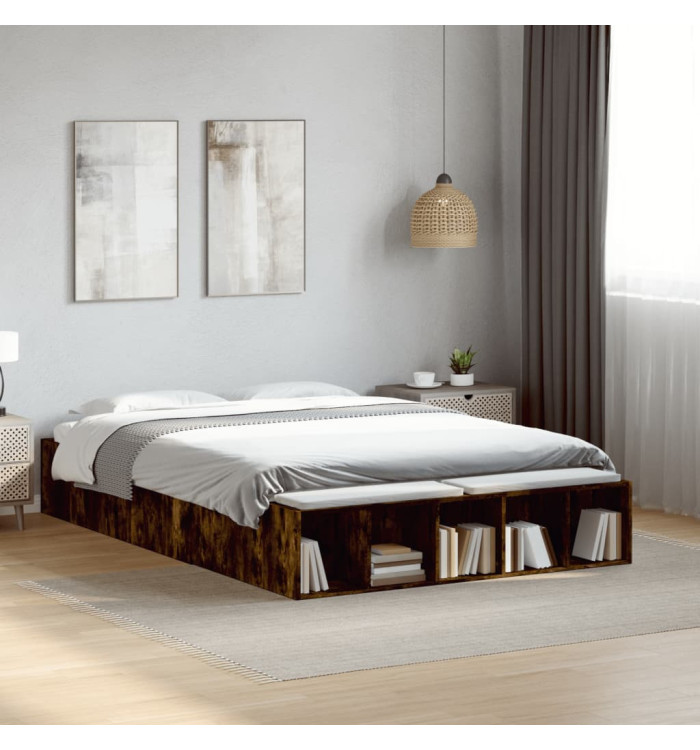 Cadre de lit sans matelas chêne fumé 120x200 cm | Mobilier & Déco