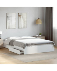 Cadre de lit avec tiroirs sans matelas blanc 150x200 cm | Mobilier & Déco