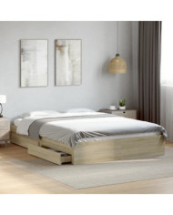 Cadre de lit avec tiroirs sans matelas chêne sonoma 150x200 cm | Mobilier & Déco
