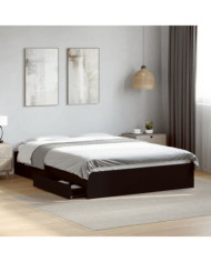 Cadre de lit avec tiroirs sans matelas noir 120x200 cm | Mobilier & Déco