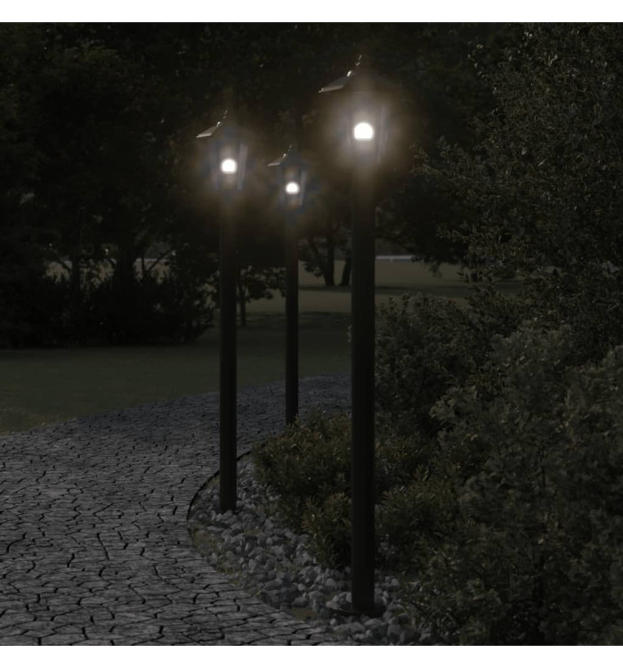 Lampadaires d'extérieur 3 pcs noir 120 cm acier inoxydable | Mobilier & Déco