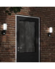Applique murale d'extérieur avec capteur noir acier inoxydable | Mobilier & Déco