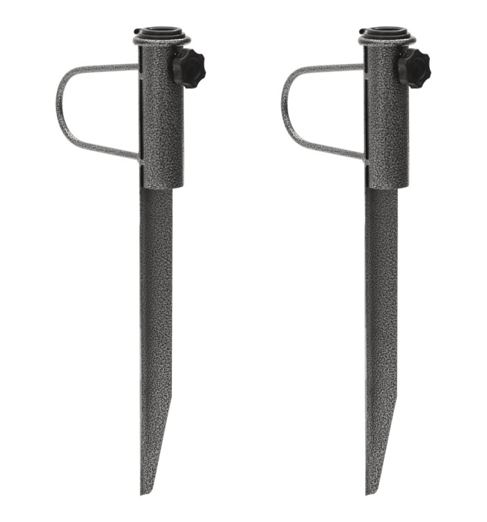 Supports de parasol avec piquets 2 pcs 19x42 cm acier galvanisé | Mobilier & Déco