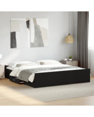 Cadre de lit avec tiroirs sans matelas noir 180x200 cm | Mobilier & Déco