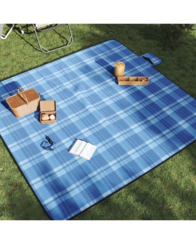 Couverture de pique-nique pliable carreaux bleu 200x200 cm | Mobilier & Déco