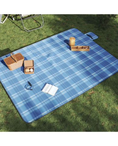 Couverture de pique-nique pliable carreaux bleu 200x150 cm | Mobilier & Déco