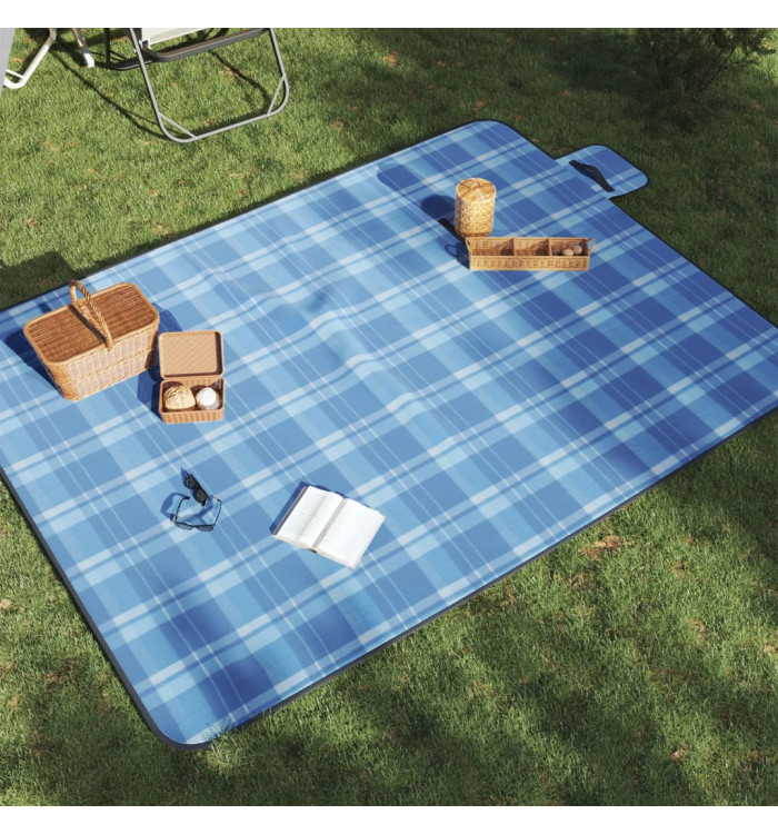 Couverture de pique-nique pliable carreaux bleu 200x150 cm | Mobilier & Déco