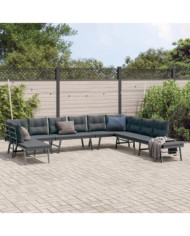 Ensemble de bancs de jardin avec coussins 7 pcs noir | Mobilier & Déco