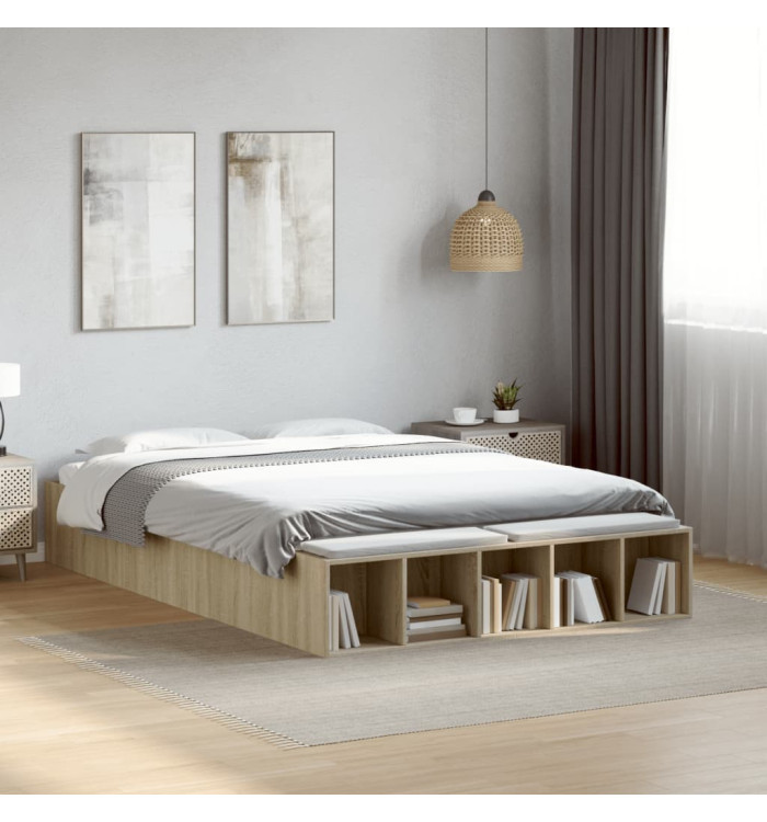 Cadre de lit sans matelas chêne sonoma 140x190 cm | Mobilier & Déco