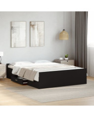 Cadre de lit avec tiroirs sans matelas noir 140x190 cm | Mobilier & Déco