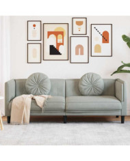 Canapé avec coussins 3 places gris clair velours | Mobilier & Déco