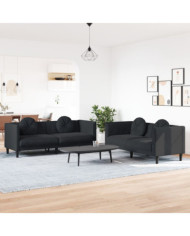 Ensemble de canapés 2 pcs avec coussins noir velours | Mobilier & Déco