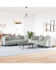 Ensemble de canapés 2 pcs avec coussins gris clair velours | Mobilier & Déco