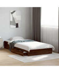 Cadre de lit avec tiroirs sans matelas chêne marron 90x200 cm | Mobilier & Déco