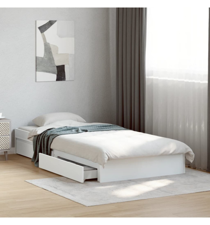 Cadre de lit avec tiroirs sans matelas blanc 90x200 cm | Mobilier & Déco