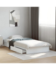 Cadre de lit avec tiroirs sans matelas blanc 90x200 cm | Mobilier & Déco