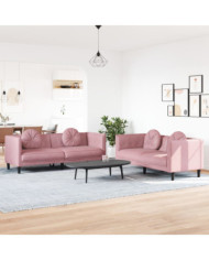 Ensemble de canapés 2 pcs avec coussins rose velours | Mobilier & Déco