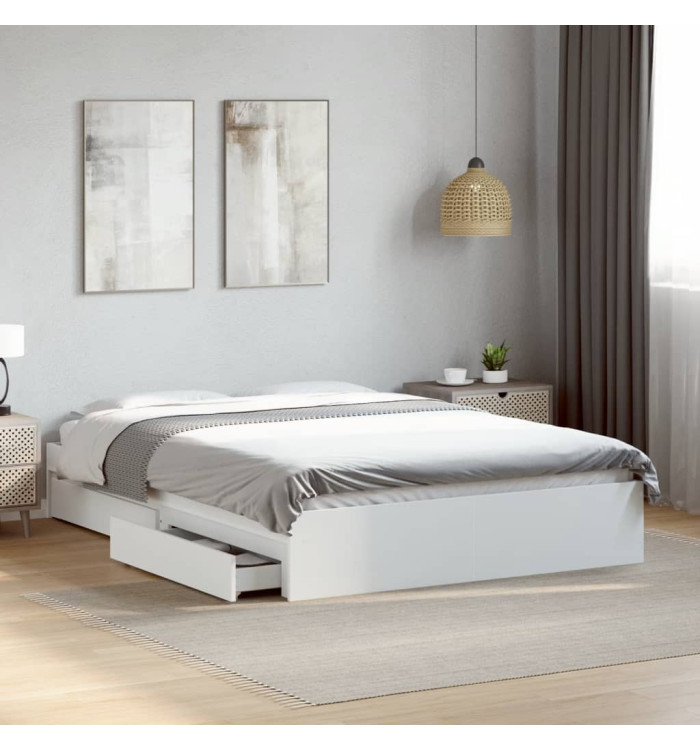 Cadre de lit avec tiroirs sans matelas blanc 135x190 cm | Mobilier & Déco