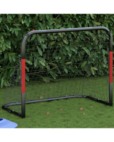 But de football avec filet rouge et noir 90x48x71 cm acier | Mobilier & Déco