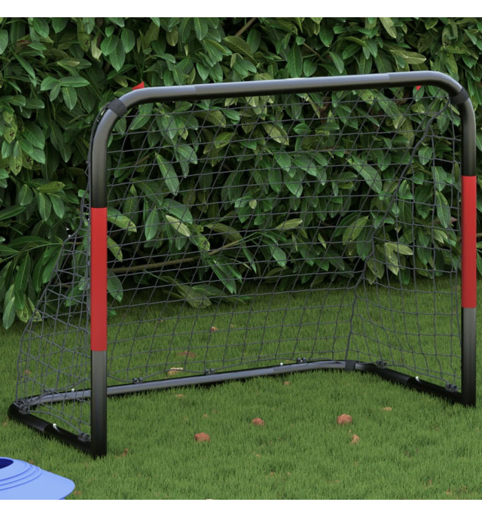 But de football avec filet rouge et noir 90x48x71 cm acier | Mobilier & Déco