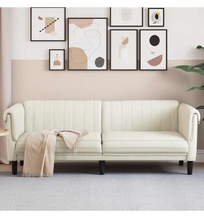 Canapé à 3 places crème velours | Mobilier & Déco