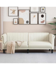 Canapé à 3 places crème velours | Mobilier & Déco