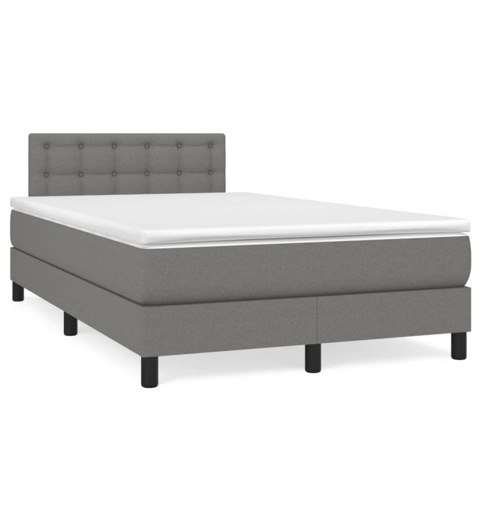 Sommier à lattes de lit avec matelas gris foncé 120x190cm tissu | Mobilier & Déco