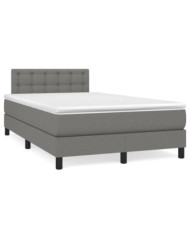 Sommier à lattes de lit avec matelas gris foncé 120x190cm tissu | Mobilier & Déco