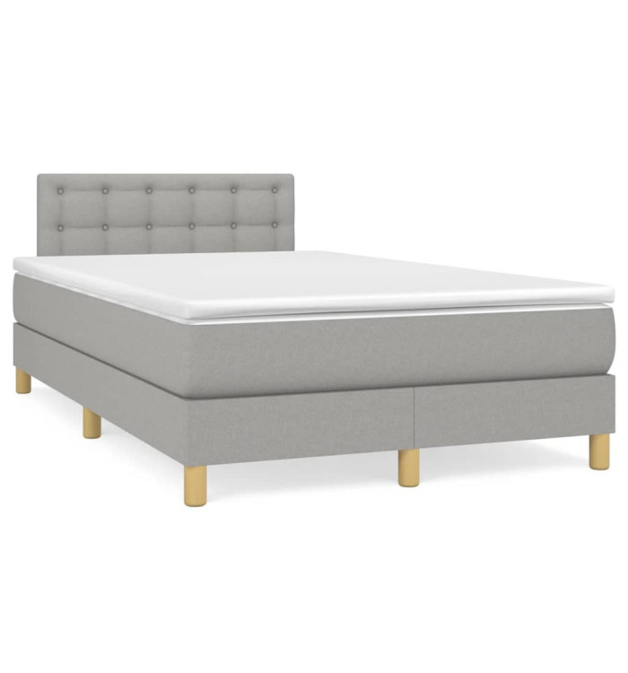 Sommier à lattes de lit et matelas gris clair 120x190 cm tissu | Mobilier & Déco