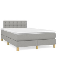 Sommier à lattes de lit et matelas gris clair 120x190 cm tissu | Mobilier & Déco