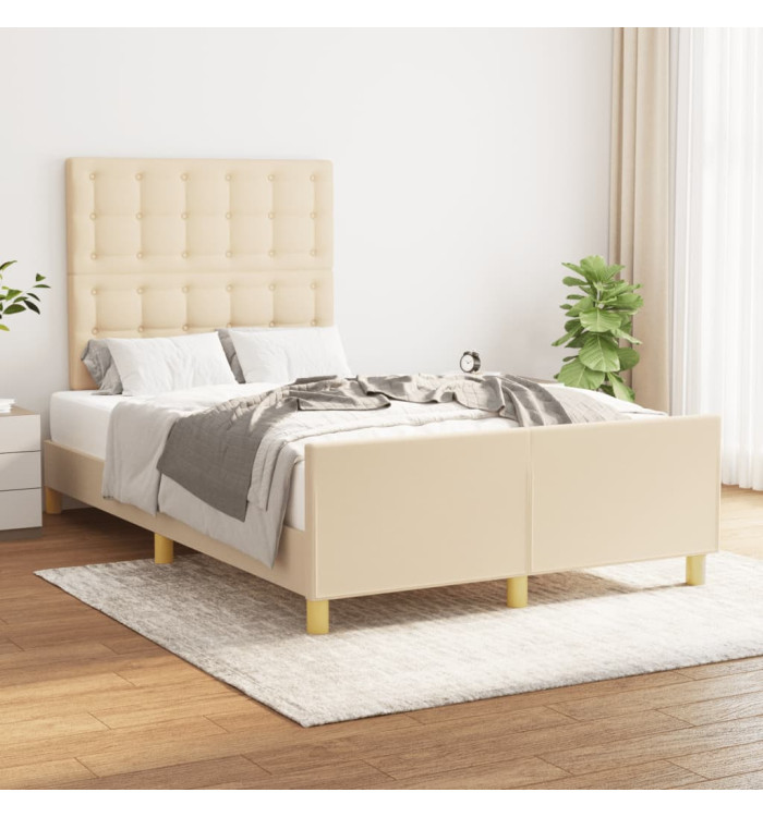 Cadre de lit sans matelas crème 120x190 cm tissu | Mobilier & Déco