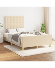 Cadre de lit sans matelas crème 120x190 cm tissu | Mobilier & Déco