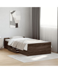Cadre de lit avec tiroirs sans matelas chêne marron 100x200 cm | Mobilier & Déco