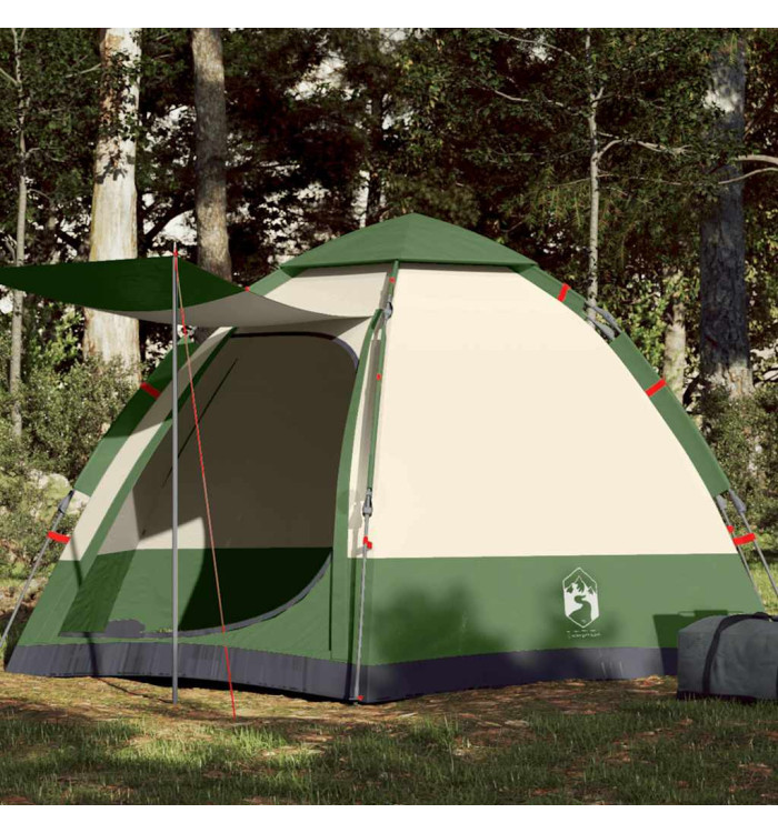 Tente de camping cabine 4 personnes vert libération rapide | Mobilier & Déco