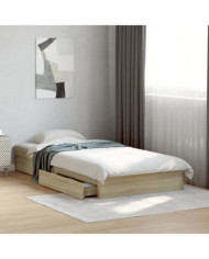 Cadre de lit avec tiroirs sans matelas chêne sonoma 90x190 cm | Mobilier & Déco