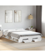 Cadre de lit avec tiroirs sans matelas blanc 140x200 cm | Mobilier & Déco