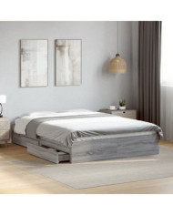 Cadre de lit avec tiroirs sans matelas sonoma gris 140x190 cm | Mobilier & Déco